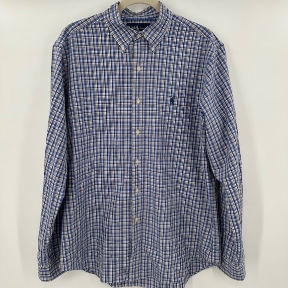 Polo Ralph Lauren Mini Check Multi Color Long Sleeve Button Down Shirt Size 16/L - Picture 2 of 5